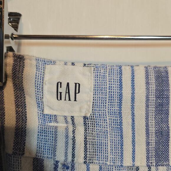 GAP Linen Bld Striped Nautical Coastal Tie Belt Wide Leg High Rise Pants 16 - Picture 9 of 11
